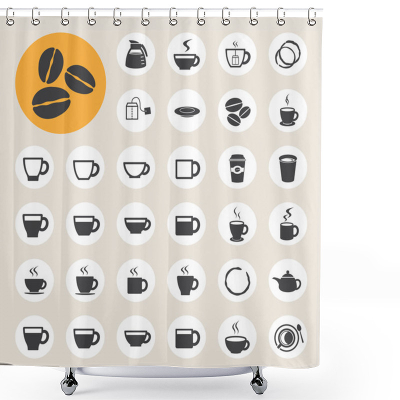 Personality  Coffee Cup And Tea Cup Icon Set. Shower Curtains