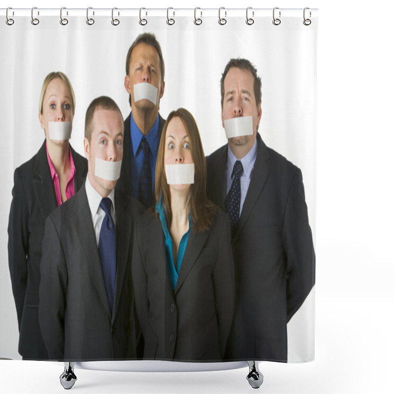 Personality  Group Of Business With Their Mouths Taped Shut Shower Curtains