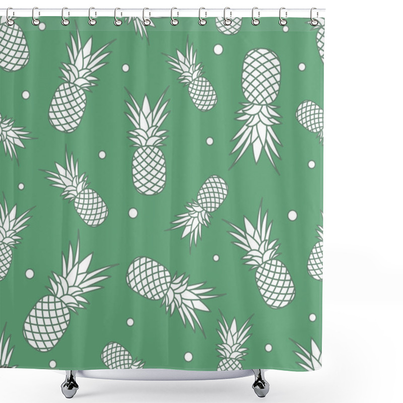 Personality  Seamless Pattern With Pineapples. Tropical Fruit. Summer Background. Shower Curtains