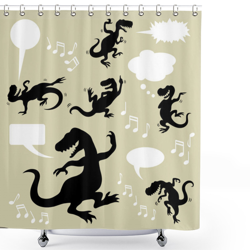 Personality  Dinosaur Dancing Silhouettes Shower Curtains