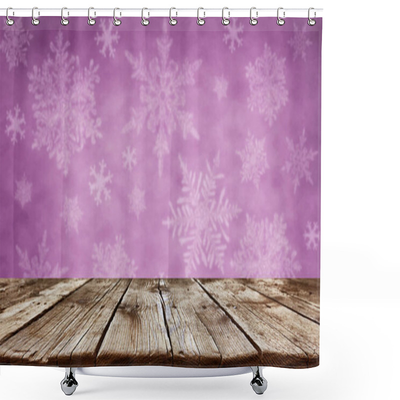 Personality  Empty Old Wooden Table Background - Christmas Background Shower Curtains