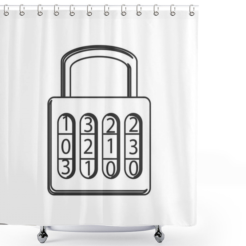 Personality  Isolated Padlock Of Security System Design Shower Curtains