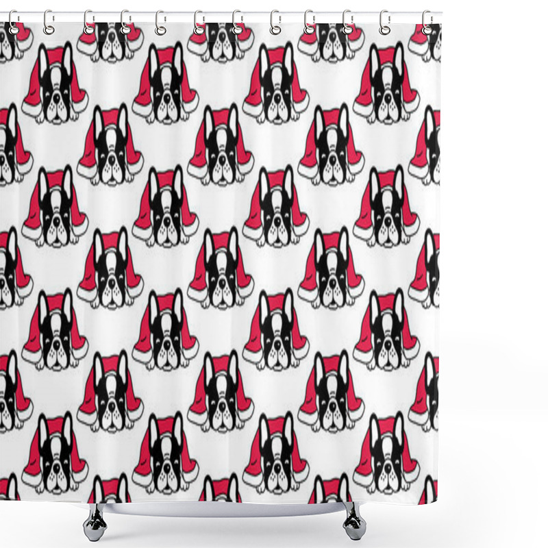 Personality  Dog Seamless Pattern French Bulldog Vector Sleeping Blanket Christmas Cartoon Illustration Scarf Isolated Tile Background Repeat Wallpaper Shower Curtains