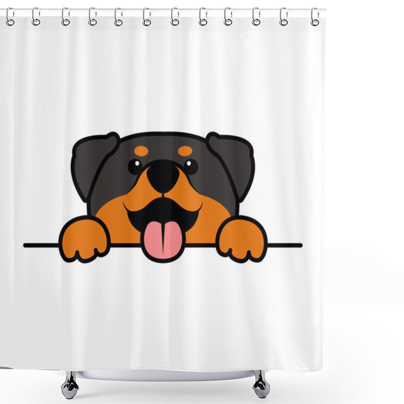 Personality  Funny Rottweiler Dog Paws Up Over Wall,dog Face Cartoon, Vector Illustration Shower Curtains