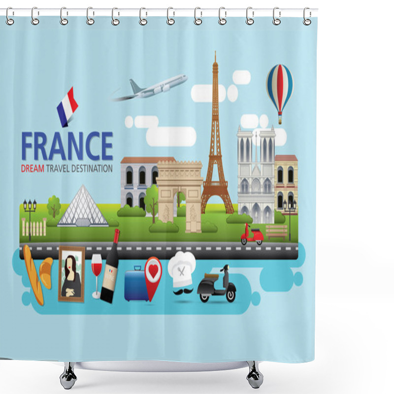 Personality  France Travel Destination, Symbols Of France Shower Curtains