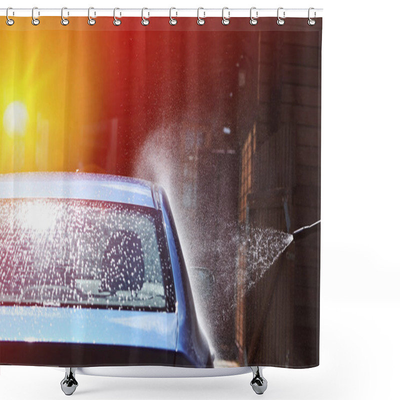 Personality  Blue Car Washing Shower Curtains