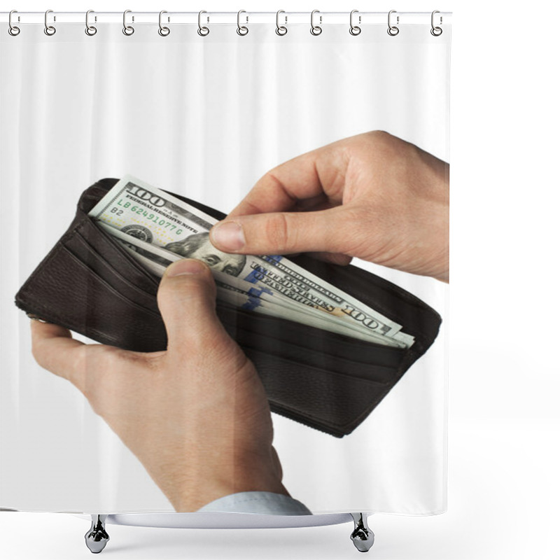 Personality  Taking Cash From A Wallet - Stock Image Shower Curtains