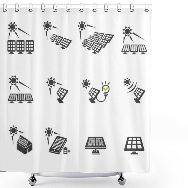 Personality  Solar Cell Icon Set Shower Curtains