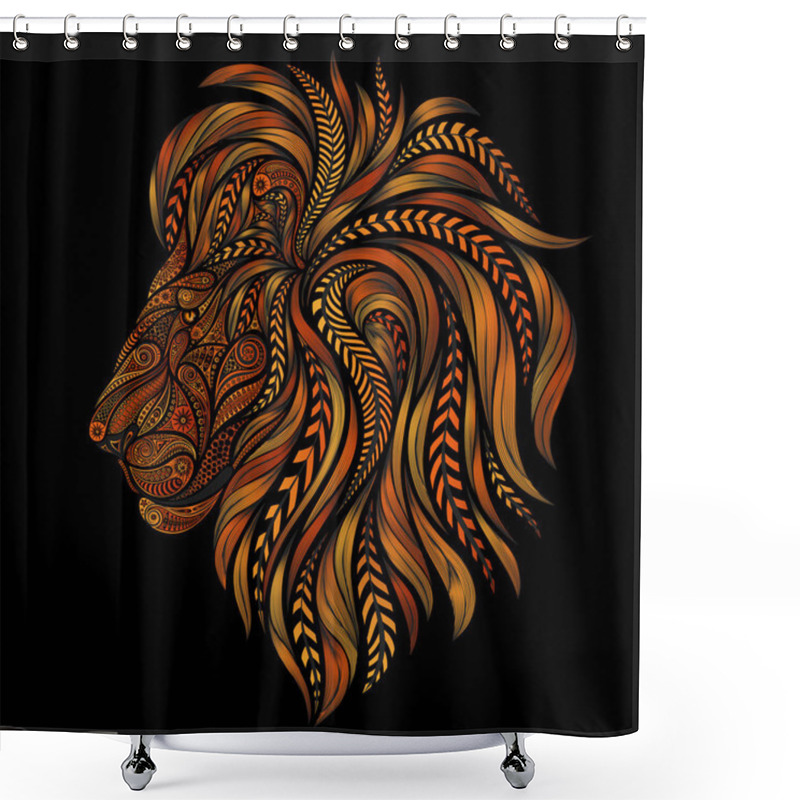 Personality  Abstract Red Vector Lion Of Patterns Shower Curtains