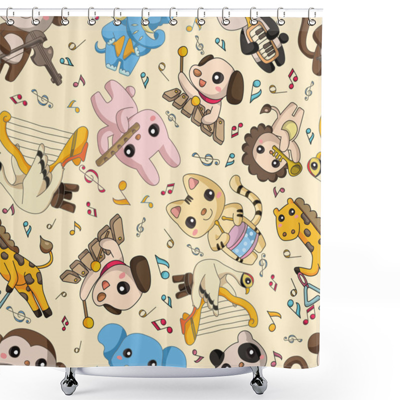 Personality  Seamless Animal Play Music Pattern Shower Curtains