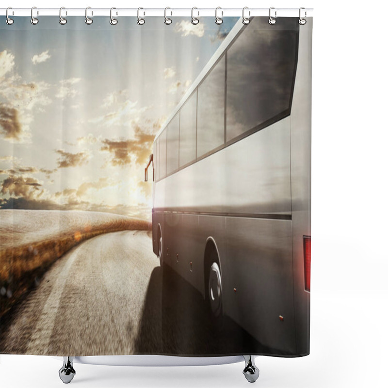 Personality  Bus Driving On Road.  Shower Curtains