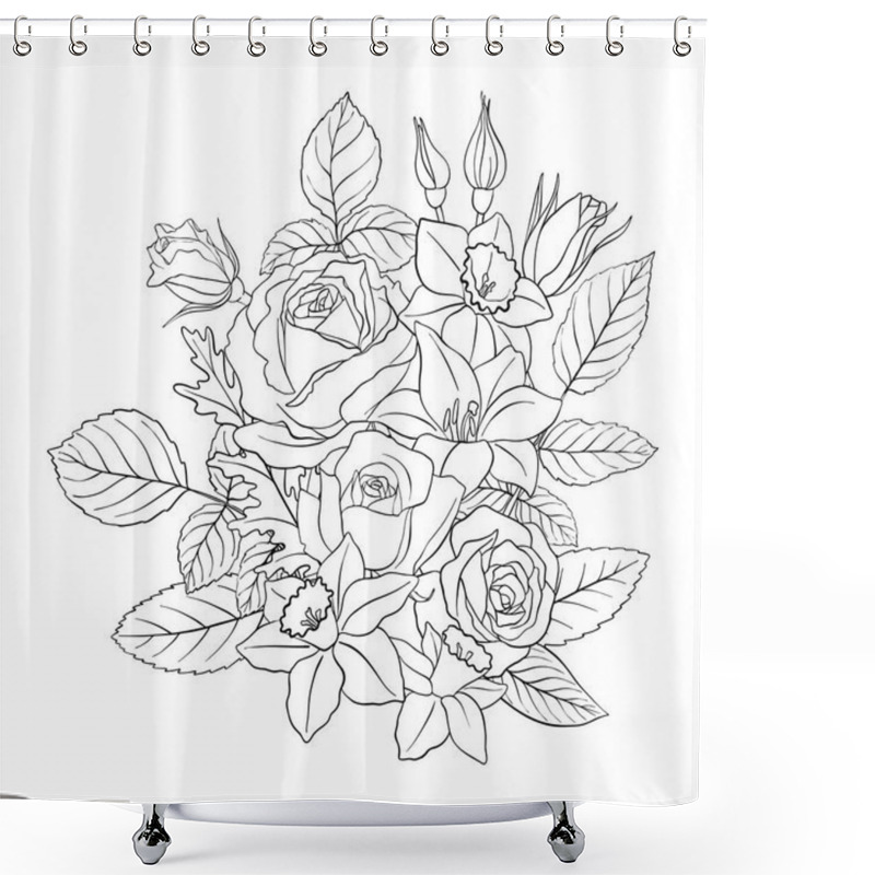 Personality  Vector Floral Composition Shower Curtains