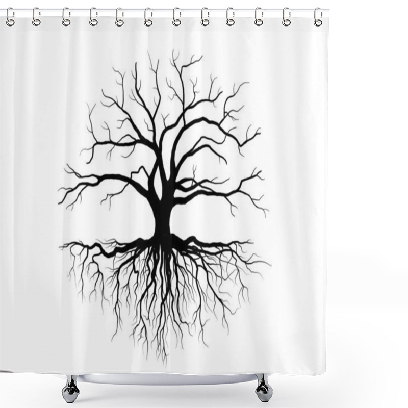 Personality  Black Trees And Root With Leaves Look Beautiful And Refreshing. Tree And Roots LOGO Style Shower Curtains