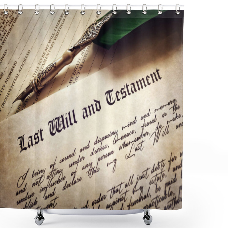 Personality  Testament Document With Quill Pen Shower Curtains