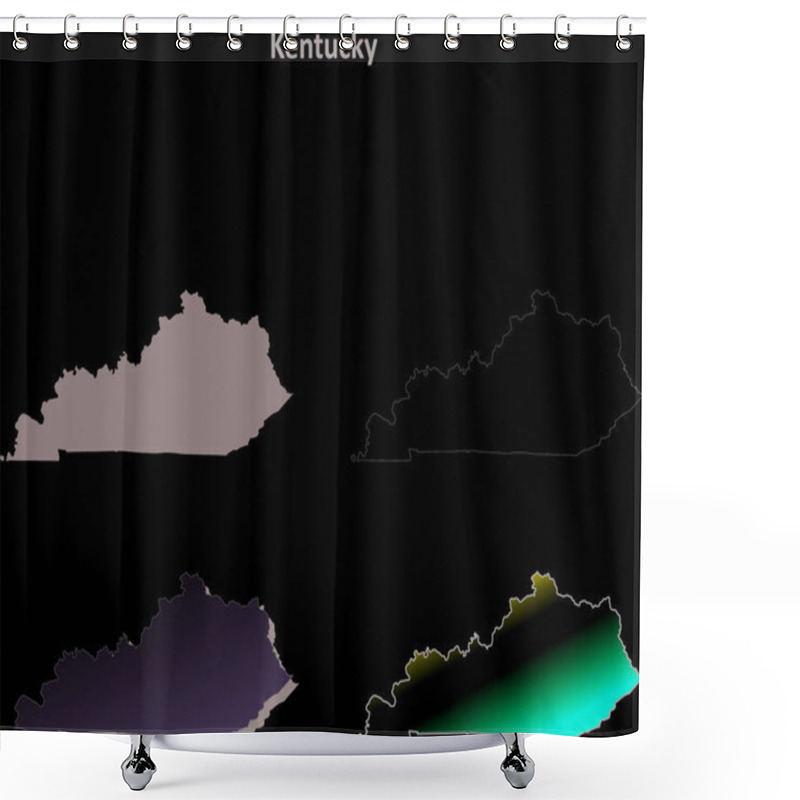 Personality  Kentucky State Blank Vector Outline Map Set Shower Curtains