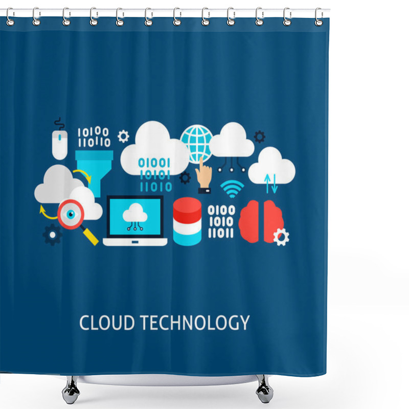 Personality  Cloud Technology Vector Concept Shower Curtains