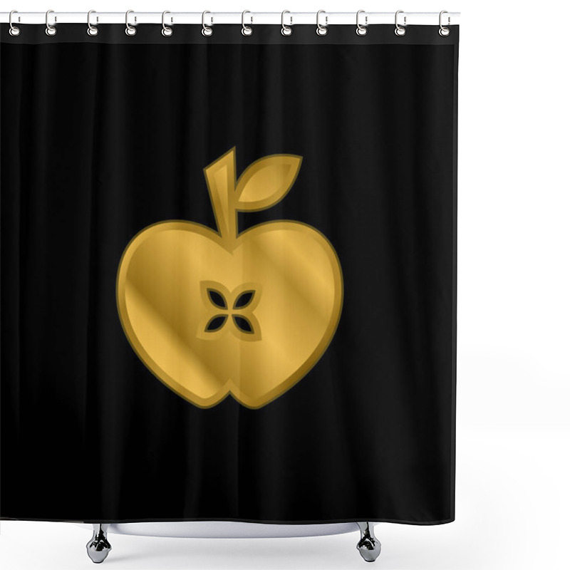 Personality  Apple Heart Gold Plated Metalic Icon Or Logo Vector Shower Curtains