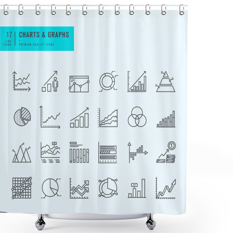 Personality  Thin Line Set Of Charts, Graphs And Diagrams Shower Curtains