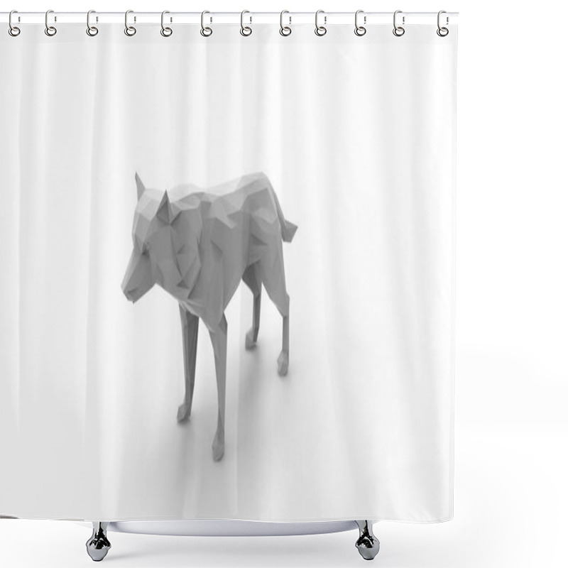 Personality  3d Rendering Of A Wolf Polygon Isolated In White Studio Background Shower Curtains