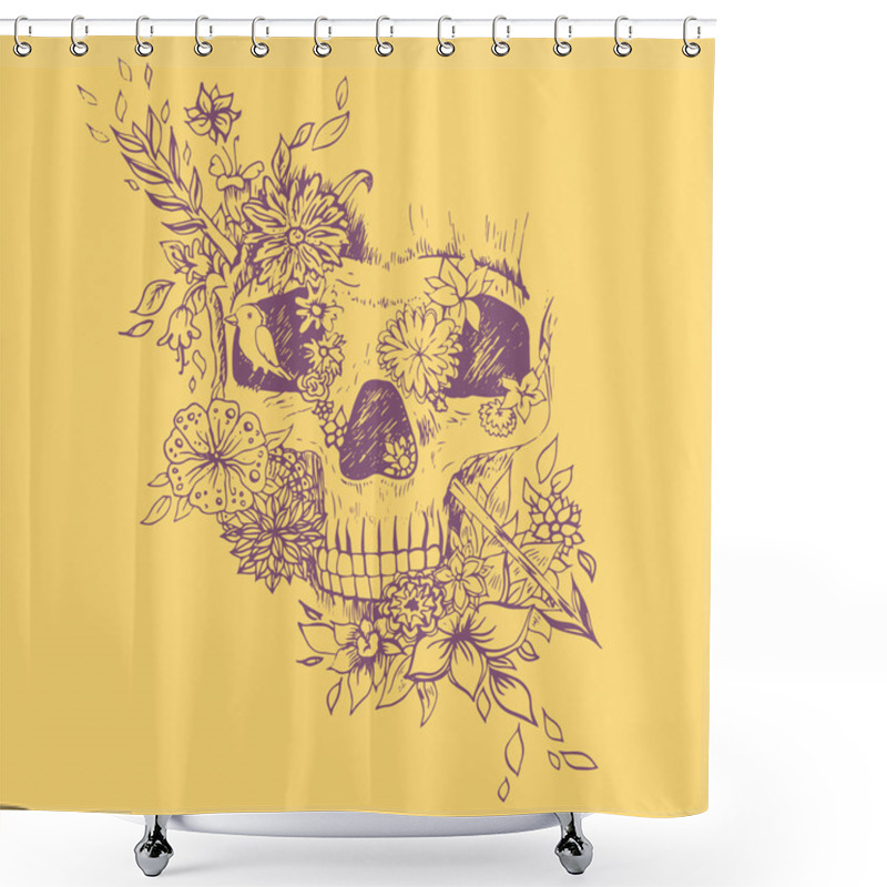 Personality  Abstract Graphic Skull, Print. Shower Curtains