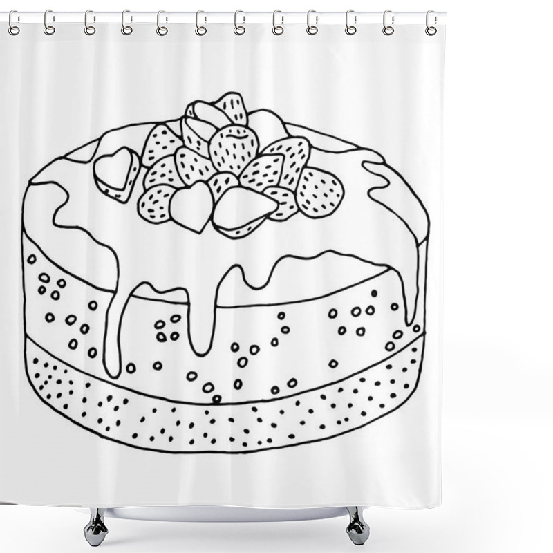 Personality  Cake With Strawberries Icon. Cake Vector. Cake Illustration. Cake Ingredients. Cake Invitation. Cake Design. Cake Decorator. Cake Texture. Cake Top View. Cake Slices. Cake Vintage. Cake Birthday. Cake Shower Curtains