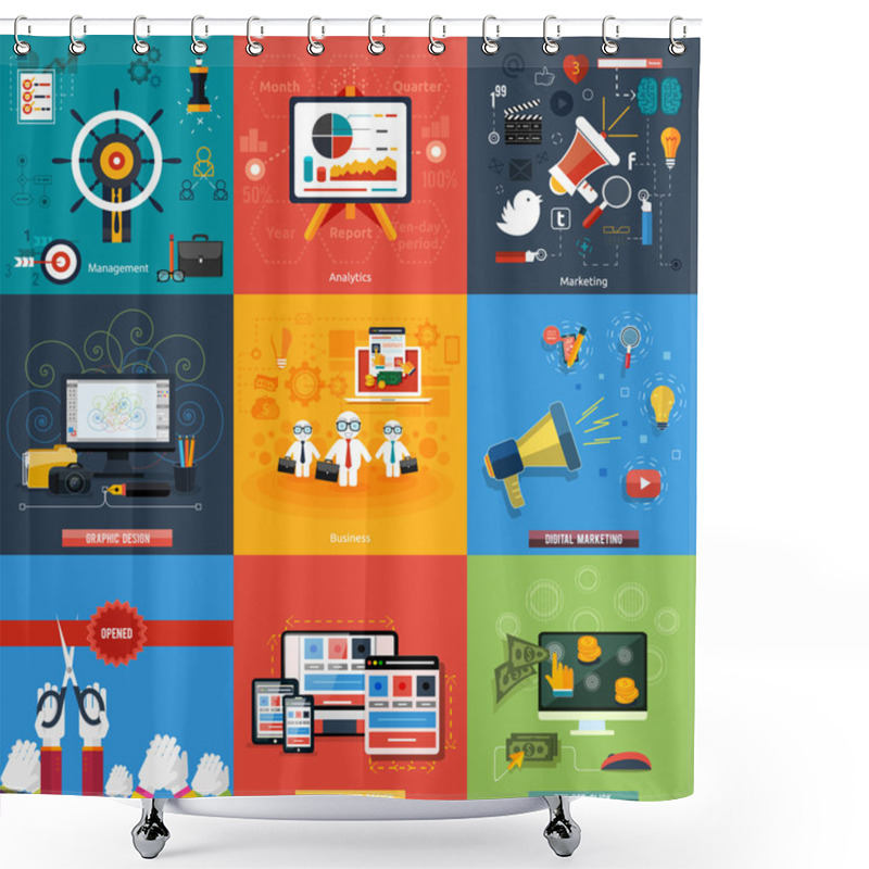 Personality  Icons For Web Design, Seo, Social Media Shower Curtains