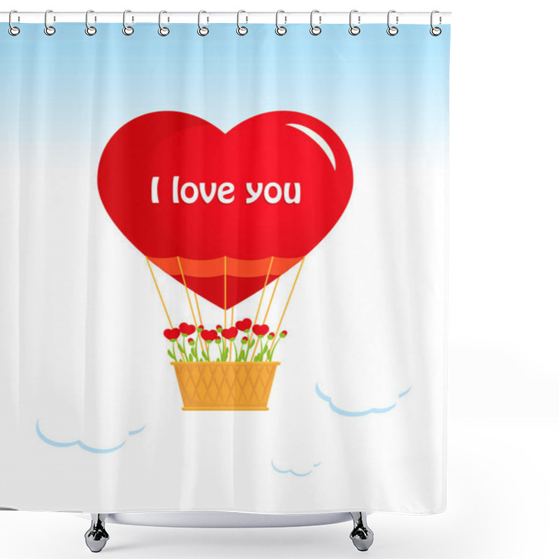 Personality  Valentines Day, Air Balloon Heart Shower Curtains