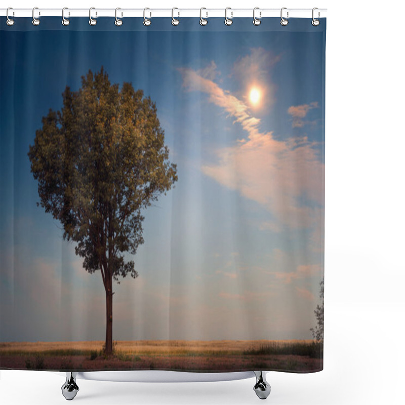 Personality  Lonely Tree In The Moonlight Shower Curtains