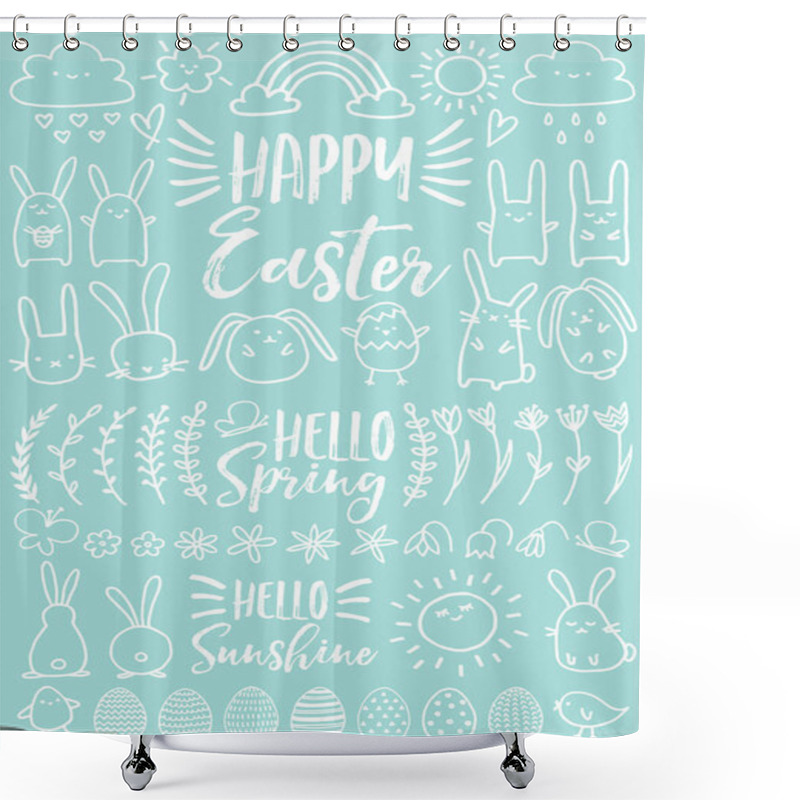 Personality  White Easter Doodles, Vector Set Shower Curtains