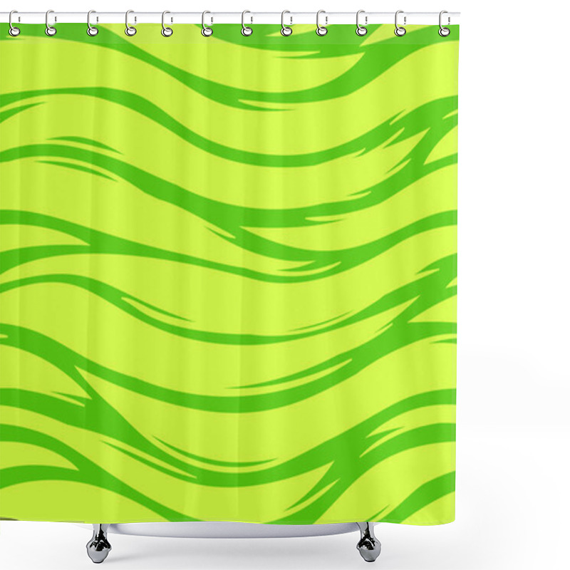 Personality  Summer Wide Seamless Pattern Kids Surface Design. Vector Green Striped Texture Background Shower Curtains