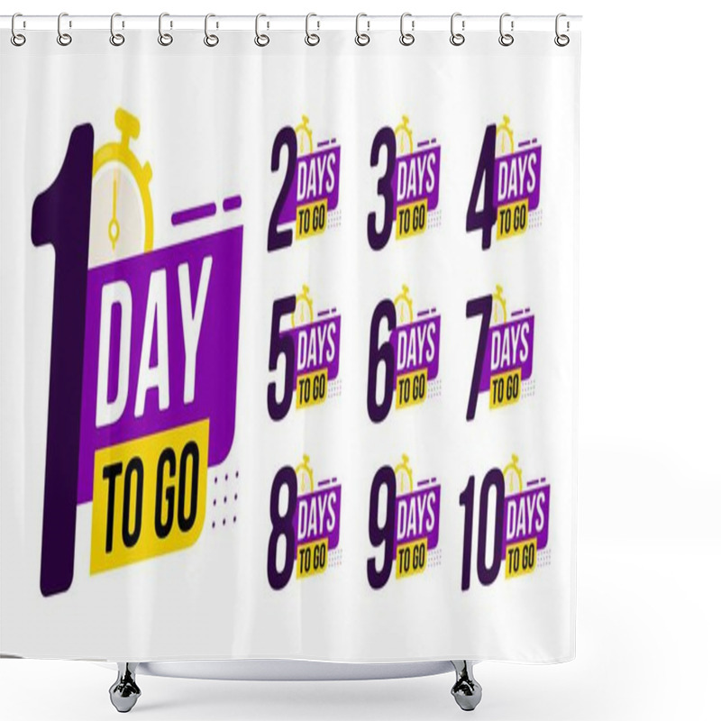 Personality  Countdown Sign Timer Counter. Number Days To Go Badges For Event Coming Vector Illustration Shower Curtains