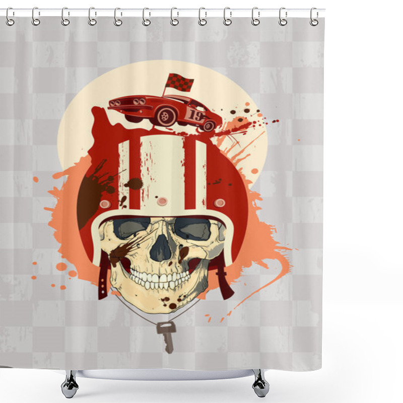 Personality  Racing Design Template With Skull. Shower Curtains