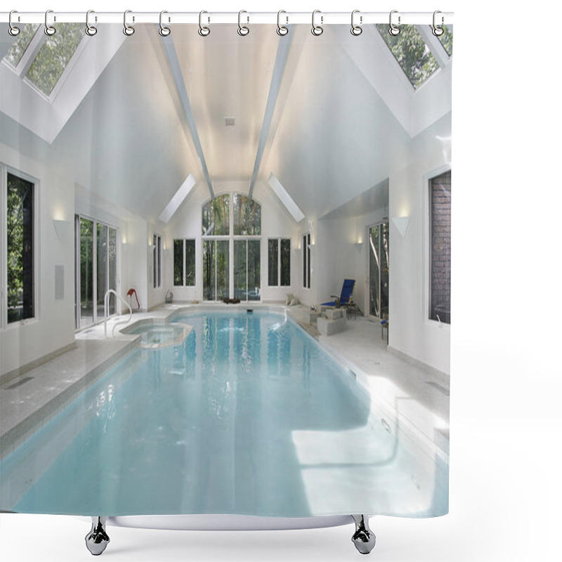 Personality  Large Swimming Pool In Luxury Home Shower Curtains