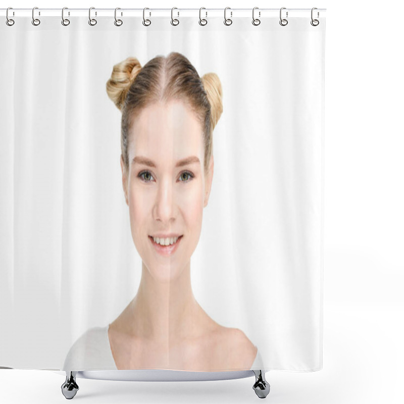 Personality  Cheerful Blonde Girl Shower Curtains