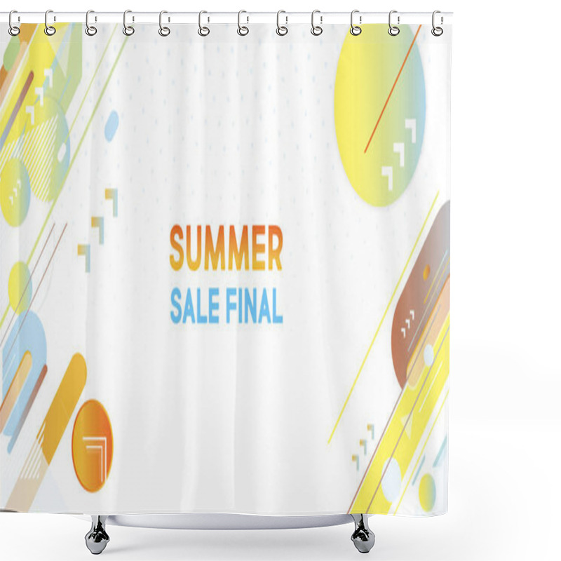 Personality  Blue And Orange Lines And Points White Background. Banner Summer Ecology Poster Triangle Vector Futuristic Light Minimal Geometric Shower Curtains