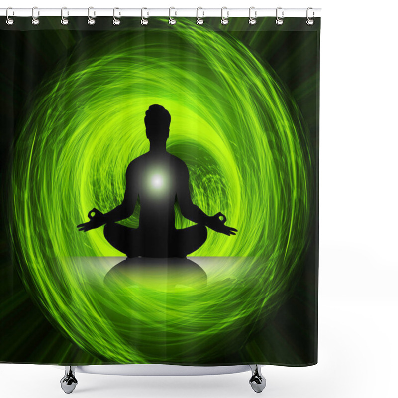 Personality  Meditating Male Silhouette In Lotus Position Shower Curtains