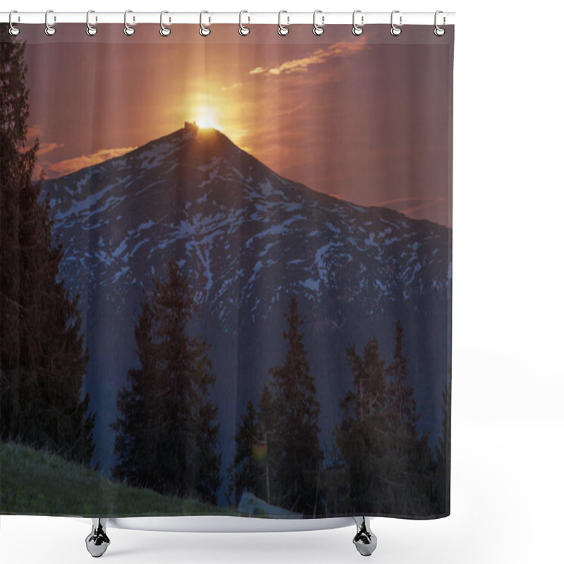 Personality  Sunrise Over Black Mountain Shower Curtains