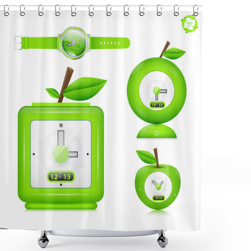 Personality  Vector Icon Set. Eco Watch Shower Curtains