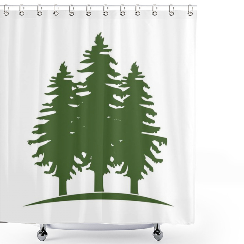 Personality  Pine Tree Logo Ilustration Vector Design Shower Curtains