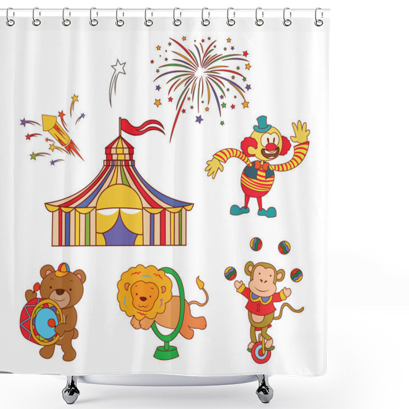 Personality  Doodle Circus Parade Shower Curtains