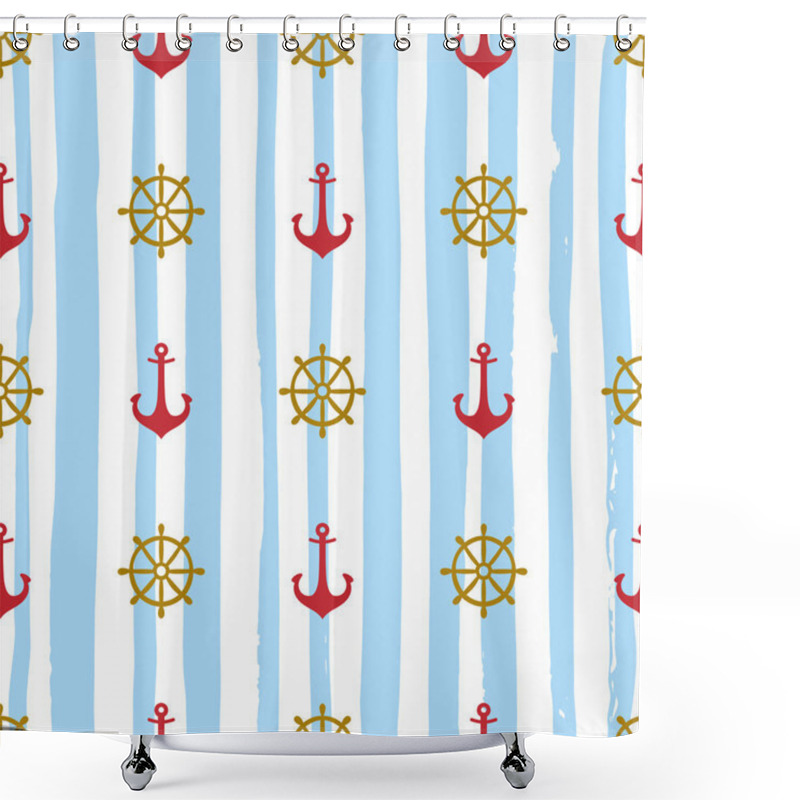 Personality  Grunge Marine Seamless Pattern Shower Curtains