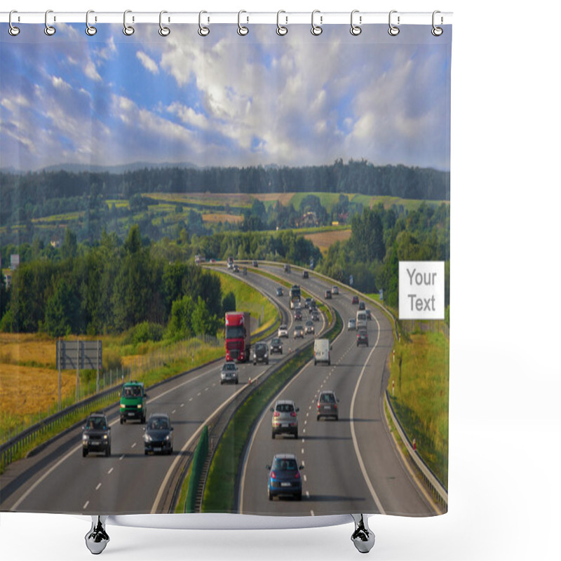 Personality  Billboards On The Highway With Cars Shower Curtains