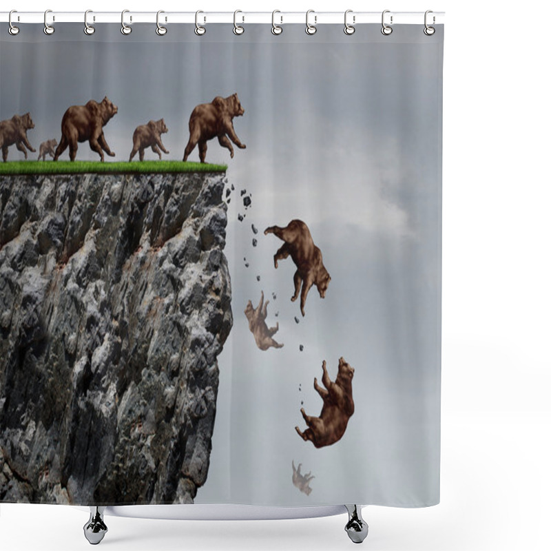 Personality  Falling Bear Market Crisis Shower Curtains