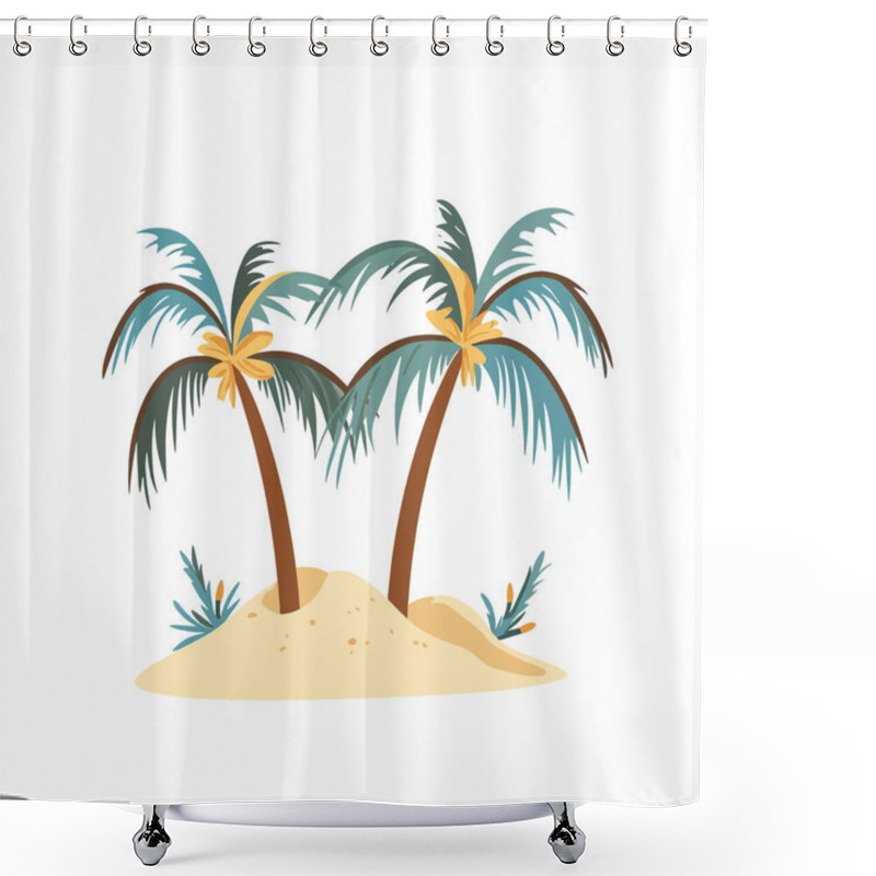 Personality  A Playful Beach-themed Christmas With Palm Trees And Sand. Vector Shower Curtains