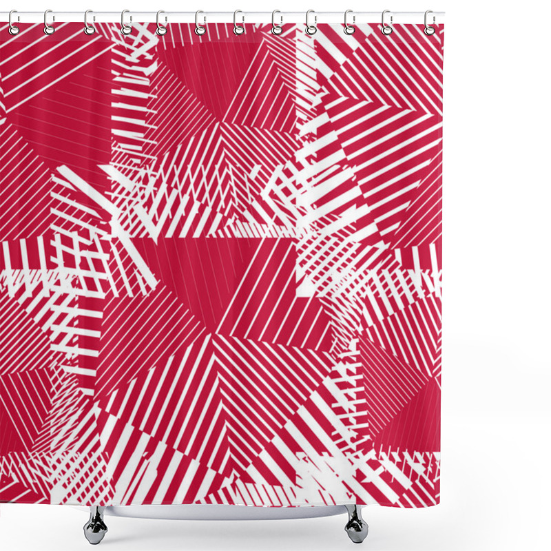 Personality  Abstract Red Lines Seamless Pattern. Vector Psychedelic Wallpape Shower Curtains