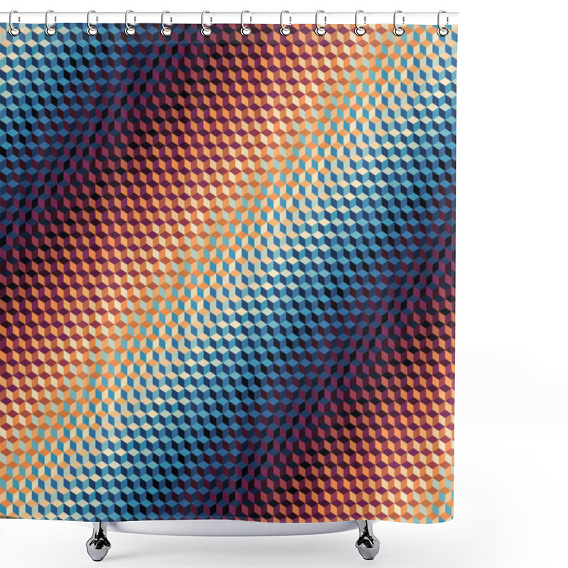 Personality  Geometric Seamless Pattern Of A Cubes In Low Poly Style. Shower Curtains