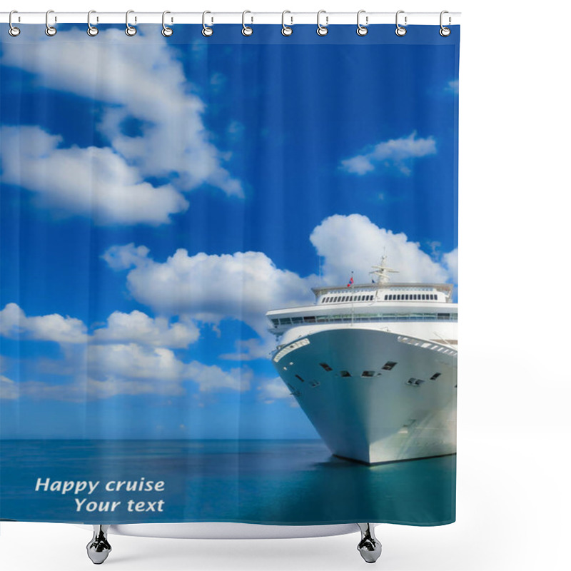 Personality  Cruise Ship In Open Water - Front View Shower Curtains