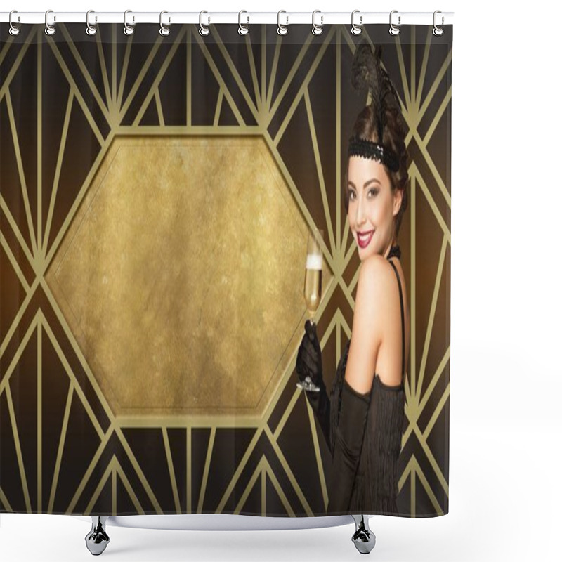 Personality  Art Deco Style Party Girl. Shower Curtains