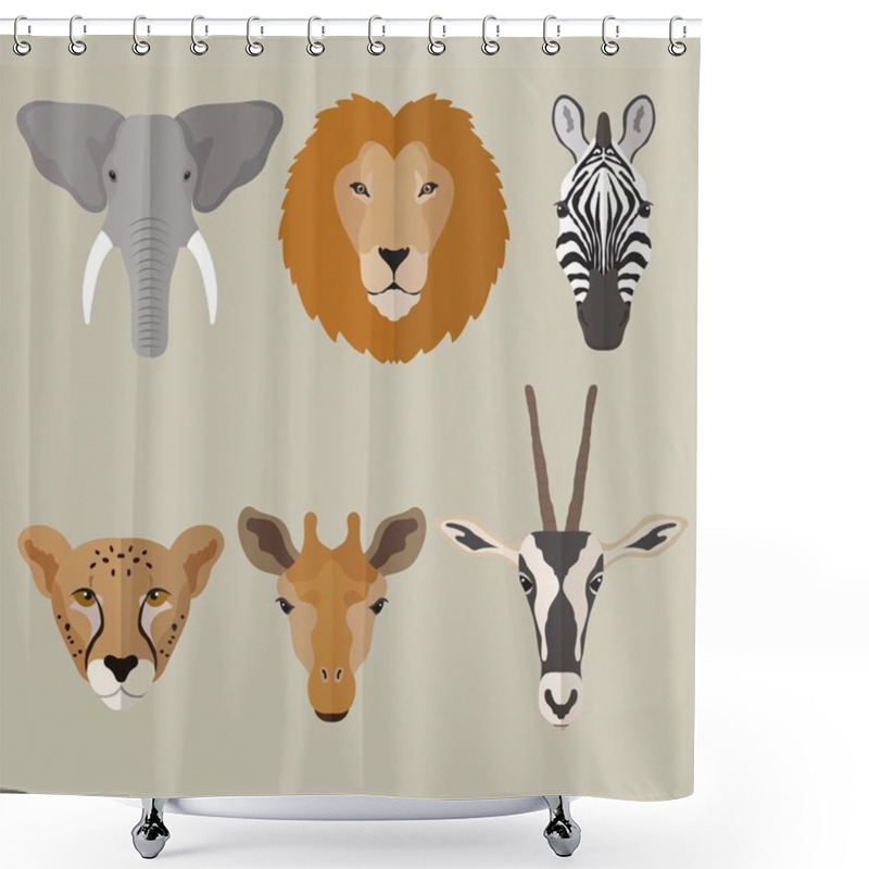 Personality  Vector Illustration Of Cartoon Animals Head Shower Curtains