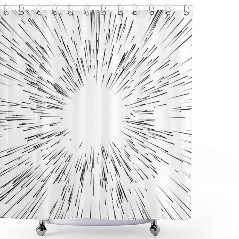 Personality  Abstract Explosion,  Monochrome Lines Shower Curtains